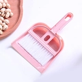 Pink mini desktop broom and dustpan set for keyboard and small debris cleaning - Nordic Pink with White Bristles
