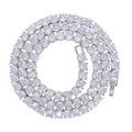 5mm silver tennis chain necklace with single row cubic zirconia stones on white background - Silver 41cm