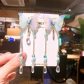 Pair of blue gradient butterfly hair clips with beaded tassels for girls traditional hanfu - Blue Butterfly Pair Clip (27)