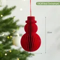 Christmas 10cm red honeycomb paper snowman ornament with hanging string for decor - 10cm Snowman / Red