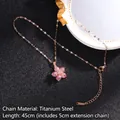 Rose gold titanium necklace with pink zircon spinning clover pendant and 45cm chain - Rotating Style 6/Pink Zirconia Flower