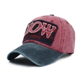 Berretto da baseball vintage lavato con patch invecchiata e ricami bordeaux e grigio - Regolabile / Borgogna