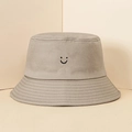 Bob minimaliste en coton gris avec broderie sourire noir pour un look décontracté - Taille unique / Khaki