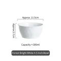 Ciotola in ceramica bianco lucido stile francese 4,5 pollici con texture a martello 300ml - Ciotola bianco lucido foresta da 4,5 pollici