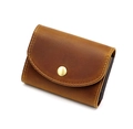 Vintage brown crazy horse leather accordion wallet with multi-card slots and metal buckle - Crazy Horse Brown