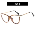 Chic tortoiseshell cat-eye glasses frame with gold metal temples, style C11 - Tortoise