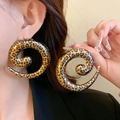 Stylish spiral leopard print hoop earrings with orange and brown pattern for women - Gold Orange Spiral Leopard (70)