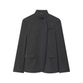Women's dark grey wool-textured blazer with stand collar and single-button closure - XS / Graphite