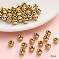 Golden 6mm stainless steel round spacer beads for DIY jewelry making and bracelets - 6mm (Hole approx 1.5mm) 10pcs/pack / Gold
