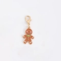 Gingerbread man enamel charm with golden clasp for jewelry DIY and keychains - Coffee Gingerbread Man