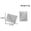Orecchini quadrati argento con trama diagonale, dimensioni di 3,15 cm x 2,44 cm - Stile Rettangolare Irregolare (YE-064) / Argento