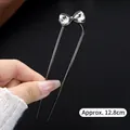 Pic à cheveux en U argenté avec nœud papillon en cristal, longueur 12,8 cm style vintage - Nœud Transparent (103#)
