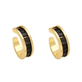 Detail von goldenen Earcuffs mit schwarzen Zirkon-Inlays und Clip-on-Design - Schwarz