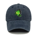 Casquette de baseball bleu foncé délavée vintage avec imprimé alien et style rétro usé - M (56-58cm) / Bleu marine
