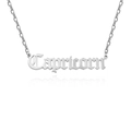 Silver stainless steel Capricorn necklace with Gothic lettering on a fine O-chain - Capricorn / Steel