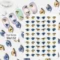 Detail of Me132 anime style evil eye nail stickers with various colorful pupil designs - Me132