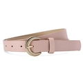 Elegant mauve leather belt for women featuring a crystal-encrusted golden moon buckle - Pink