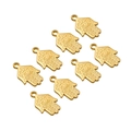 Golden Hamsa hand pendants with detailed engravings for DIY jewelry making - 21*13mm Hamsa Hand Embossed Texture Pendant / Gold