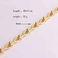 Detail view of a 6mm gold plated copper chain with 40+5 cm length and 32g weight specifications - Style 11 (6mm U-Link Chain)