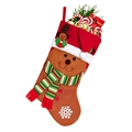 Detailed view of Christmas stocking featuring reindeer and gingerbread man with 3D accents - Christmas Reindeer