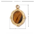 Pendentif ovale en acier doré avec pierre œil de tigre brun et dimensions - VG034-Pierre Œil de Tigre Ovale