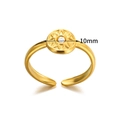 18k gold plated stainless steel open ring with 10mm geometric sun flower motif - 10mm Sun Flower Zirconia Style (JZ5971) / Gold