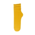 Ginger yellow velvet mid-calf slouch socks with ribbed cuffs on white background - One Size / Turmeric