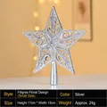 Detail view of silver hollow floral Christmas tree star topper measuring 17cm by 15cm - 15cm Hollow Flower Pattern Silver