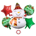 5pcs Christmas balloon set featuring snowman foil balloon and Merry Christmas star designs - Striped Hat Snowman and Star Balloons