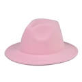 Close-up of pink wool fedora hat crown with fine stitching and smooth felt texture - Adult 56-60cm / Thickened and Hardened / Pink