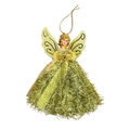 Christmas 3D angel doll pendant in gold lace dress with sparkling hollow wings - Gold