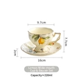 Vintage ceramic coffee cup and saucer set with lemon floral pattern and gold trim 220ml - Lemon Butterfly Large Mouth Coffee Cup & Saucer
