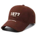 Classic 1977 letter embroidered vintage brown baseball cap for men and women - Adjustable / Coffee
