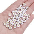White acrylic bead with golden letter A for handmade jewelry and DIY bracelets - Letter A