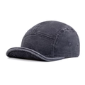 Casquette de camping à 5 panneaux à bord plat court en coton gris foncé lavé - Coton Lavé / Bleu marine