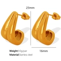 Orecchini a forma di U in acciaio inossidabile placcato oro 18K testurizzato 23x16mm - EH378 Oro