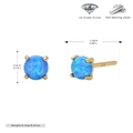 Deep blue round opal earrings in 925 silver with gold finish and sizing details - 925 Silver / 925 Silver Gold Plated - 4MM Blue Opal