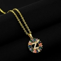 Gold pendant necklace featuring letter Z with colorful radiating baguette zircon accents - Gold Plated Rainbow Zirconia Letter Z