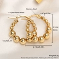 Minimalist golden beaded hoop earrings in 3-layer vacuum plated stainless steel - Beaded Oval Hoop