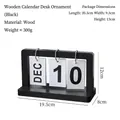 Calendrier perpétuel moderne en bois noir avec anneaux métalliques pour bureau - Calendrier en Bois - Noir (MDF)