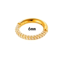 Titanium nose ring hoop in golden finish with sparkling zircon stones, 6mm size - 6mm / Gold