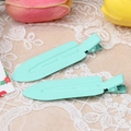 Pair of mint green seamless metal painted hair clips on white lace with macaron decor - Teal Blue