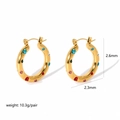 18K vergulde C-vormige roestvrijstalen oorringen met kleurrijke zirkonia steentjes - Veelkleurige Zirkonia Geometrische Ring (TE6034-3)