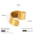 Detailed view of gold plated stainless steel starfish ring with texture and size specs - Hammered Wide Band Style (NB-R24372)
