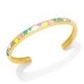 Verstellbares goldenes C-förmiges Armband mit bunten Emaille-Blumen und Sternmustern - Mehrfarbig
