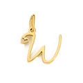 Polished golden stainless steel letter W pendant with tiny heart cutout detail - Letter W / Gold