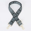 Verstellbarer breiter Polyester-Taschengurt mit blau-schwarzem geometrischem Muster - Muster 136 / Goldener Haken