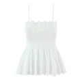 Witte geborduurde crop top en rok set met oogjeskant en elegante geplooide details - S / Witte Top