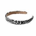 Classic black and white zebra print headband with soft brown velvet lining for women - Black White Zebra