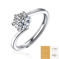 Silver S925 moissanite ring with six-prong crown setting and adjustable band - R8884 Moissanite Style / 1 Carat / 6.5mm (With GRA Certificate)